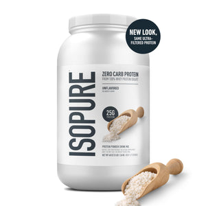 Isopure Zero Carb 100% Pure Whey Isolate Protein Powder, Lactose-Free, Gluten-Free, with Vitamins, Unflavored, 25g Protein Per Serving, 4.5 Lbs, 70 Servings (Packaging May Vary)