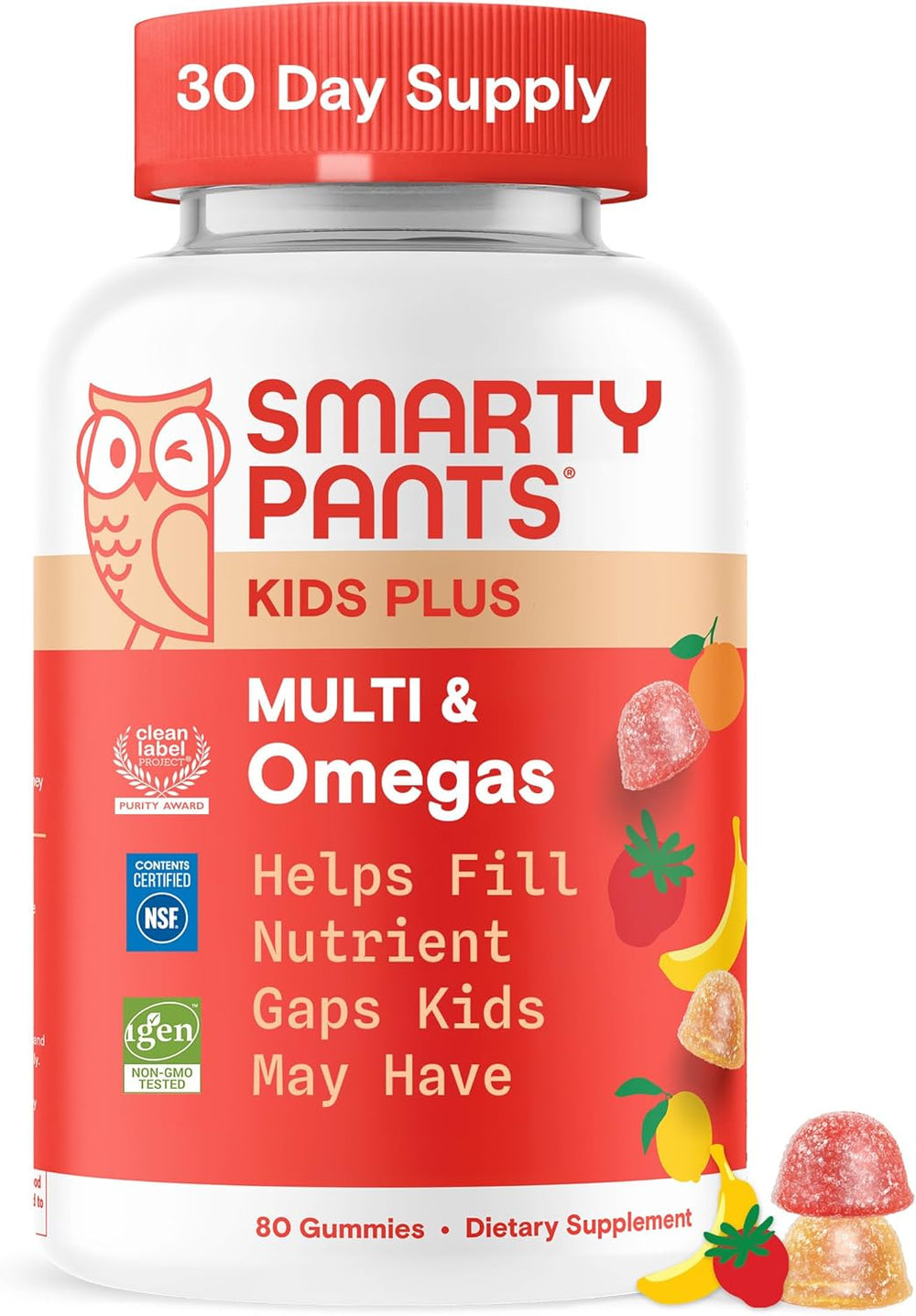 SmartyPants Kids Multivitamin Gummies: Omega 3 Fish Oil (EPA/DHA), Vitamin D3, C, Vitamin B12, B6, A, K & Zinc for Immune Support, Biotin, Gluten Free, Three Fruit Flavors, 120 Count (30 Day Supply)