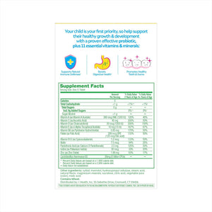 Culturelle Kids Probiotic + Complete Multivitamin Chewable For Kids, Ages 3+, 30 Count, Digestive Health, Oral Health & Immune Support - With 11 Vitamins & Minerals, including Vitamin C, D3 & Zinc