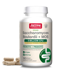 Jarrow Formulas Saccharomyces Boulardii + MOS Probiotics for Digestive Health and Intestinal Tract Support - 5 Billion CFU Per Serving - 180 Delayed Release Caps - Probiotic + Prebiotic - 180 Servings