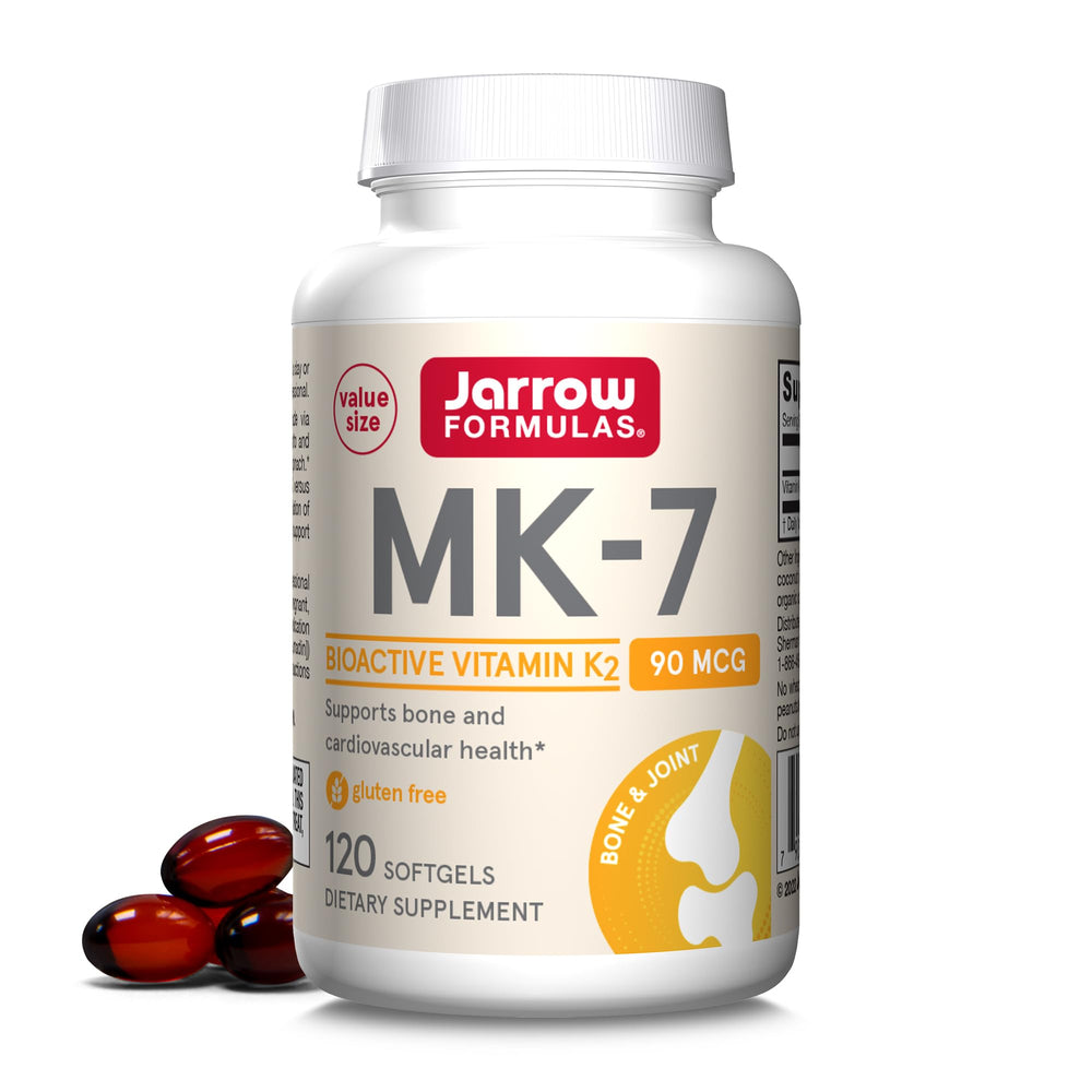 Jarrow Formulas MK-7 90 mcg - Bioactive Form of Vitamin K2-120 Servings (Softgels) - for Bone & Cardiovascular Health - Vitamin K2 MK-7 Dietary Supplement - Gluten Free