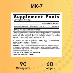 Jarrow Formulas MK-7 90 mcg - Bioactive Form of Vitamin K2-120 Servings (Softgels) - for Bone & Cardiovascular Health - Vitamin K2 MK-7 Dietary Supplement - Gluten Free