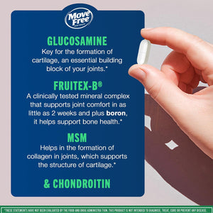 Move Free Advanced Plus MSM Coated Tablets, Joint Health Supplement with Glucosamine and Chondroitin, 120 Count, Pack of 2