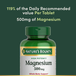 Nature's Bounty Magnesium Supplements 500mg Tablets, Support Bone & Muscle Health, 200 Count (Pack of 2)