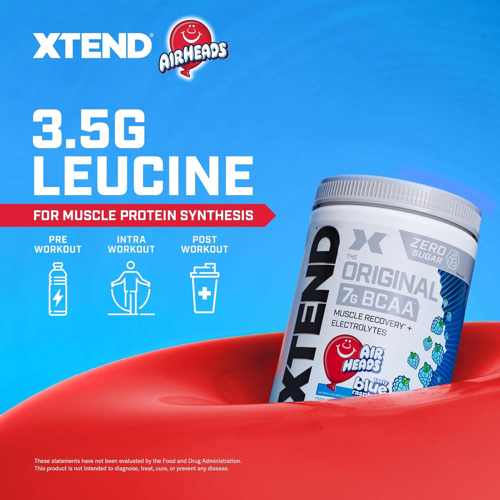 Xtend Original BCAA Powder Airheads Candy Flavor, 7g BCAA and 2.5g L-Glutamine, Sugar Free Post Workout Muscle Recovery Drink with Amino Acids for Men & Women, 30 Servings