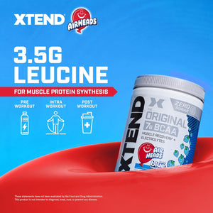 Xtend Original BCAA Powder Airheads Candy Flavor, 7g BCAA and 2.5g L-Glutamine, Sugar Free Post Workout Muscle Recovery Drink with Amino Acids for Men & Women, 30 Servings