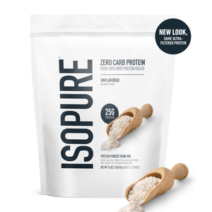 Isopure Zero Carb 100% Pure Whey Isolate Protein Powder, Lactose-Free, Gluten-Free, with Vitamins, Unflavored, 25g Protein Per Serving, 4.5 Lbs, 70 Servings (Packaging May Vary)
