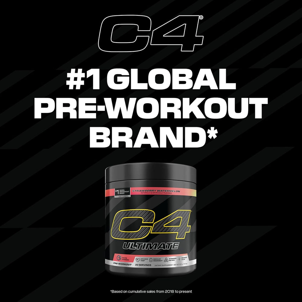Cellucor C4 Ultimate Pre Workout Powder Strawberry Watermelon - Sugar Free Preworkout Energy Supplement for Men & Women - 300mg Caffeine + 3.2g Beta Alanine + 2 Patented Creatines - 20 Servings