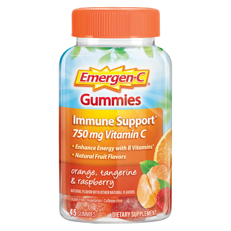 Emergen-C 750mg Vitamin C Gummies for Adults, Immune Support Gummies, Gluten Free, Strawberry, Lemon and Blueberry Flavors - 45 Count
