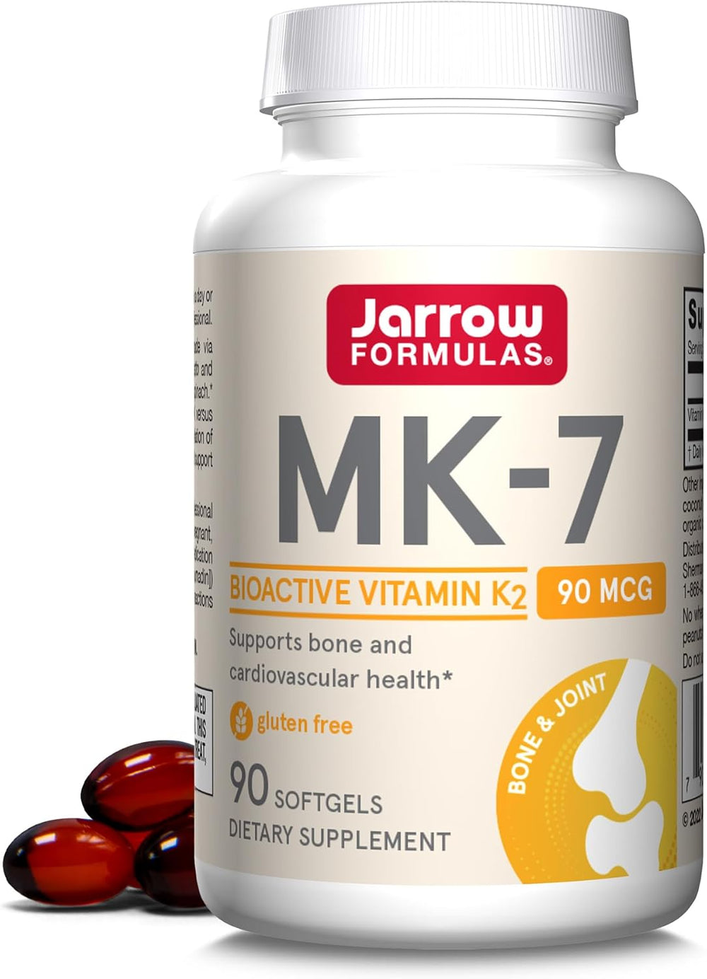 Jarrow Formulas MK-7 90 mcg - Bioactive Form of Vitamin K2-90 Servings (Softgels) - for Bone & Cardiovascular Health - Vitamin K2 MK-7 Dietary Supplement - Gluten Free