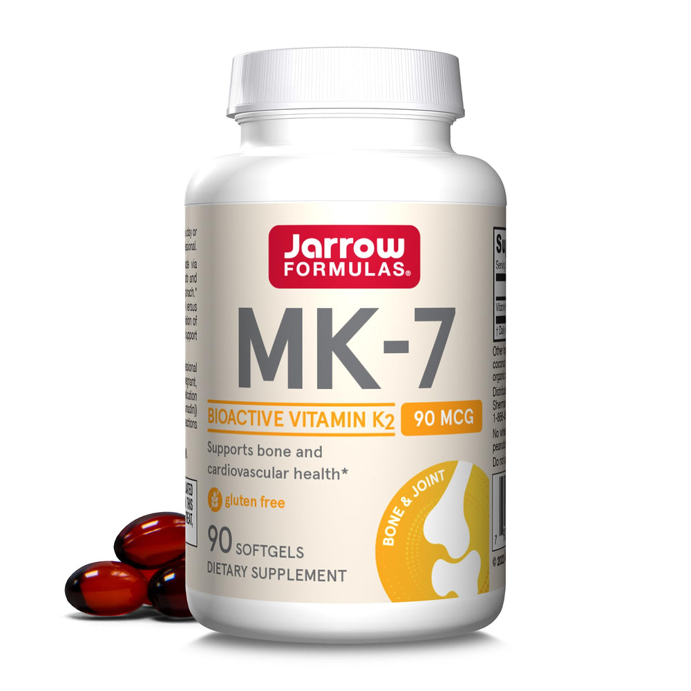 Jarrow Formulas MK-7 90 mcg - Bioactive Form of Vitamin K2-120 Servings (Softgels) - for Bone & Cardiovascular Health - Vitamin K2 MK-7 Dietary Supplement - Gluten Free