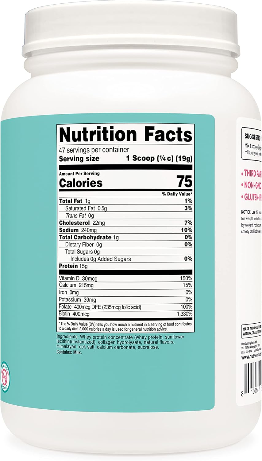 Nutricost Protein for Women Vanilla, 2 LB - Collagen, Whey, Folic Acid, Biotin, Calcium