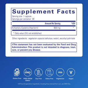 Pure Encapsulations NAC 600 mg - N-Acetyl Cysteine NAC Supplement for Lung Health & Immune Support, Liver Support & Antioxidants* - with Freeform N-Acetyl-L-Cysteine - 360 Capsules