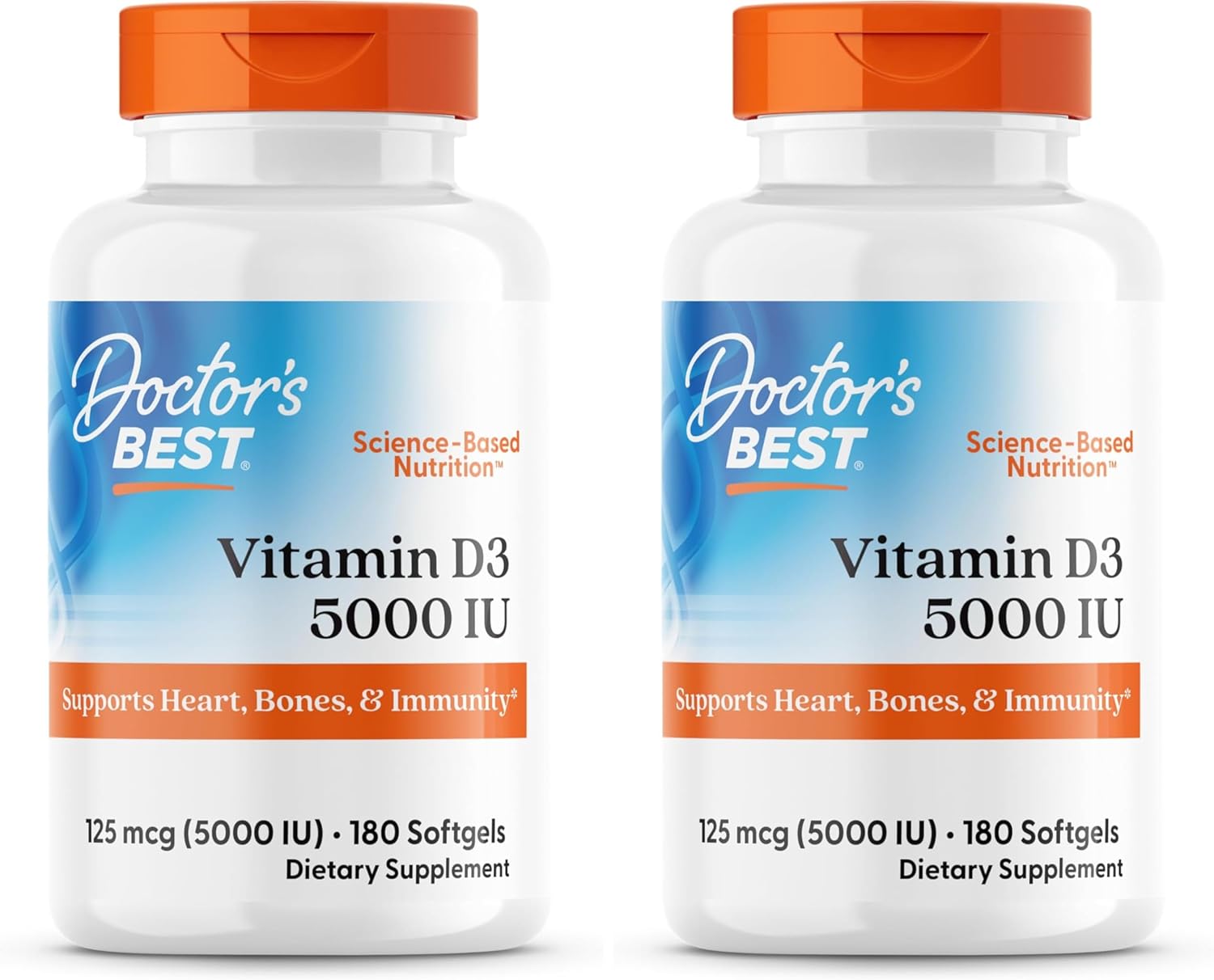 Doctor'S Best Vitamin D3, Capsule 5, 000 Iu for Healthy Bones, Teeth, Heart & Immune Support, Non-GMO, Gluten-Free, Soy Free, 720 Count (Pack of 1)