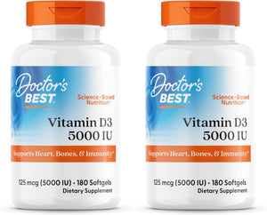 Doctor'S Best Vitamin D3, Capsule 5, 000 Iu for Healthy Bones, Teeth, Heart & Immune Support, Non-GMO, Gluten-Free, Soy Free, 720 Count (Pack of 1)