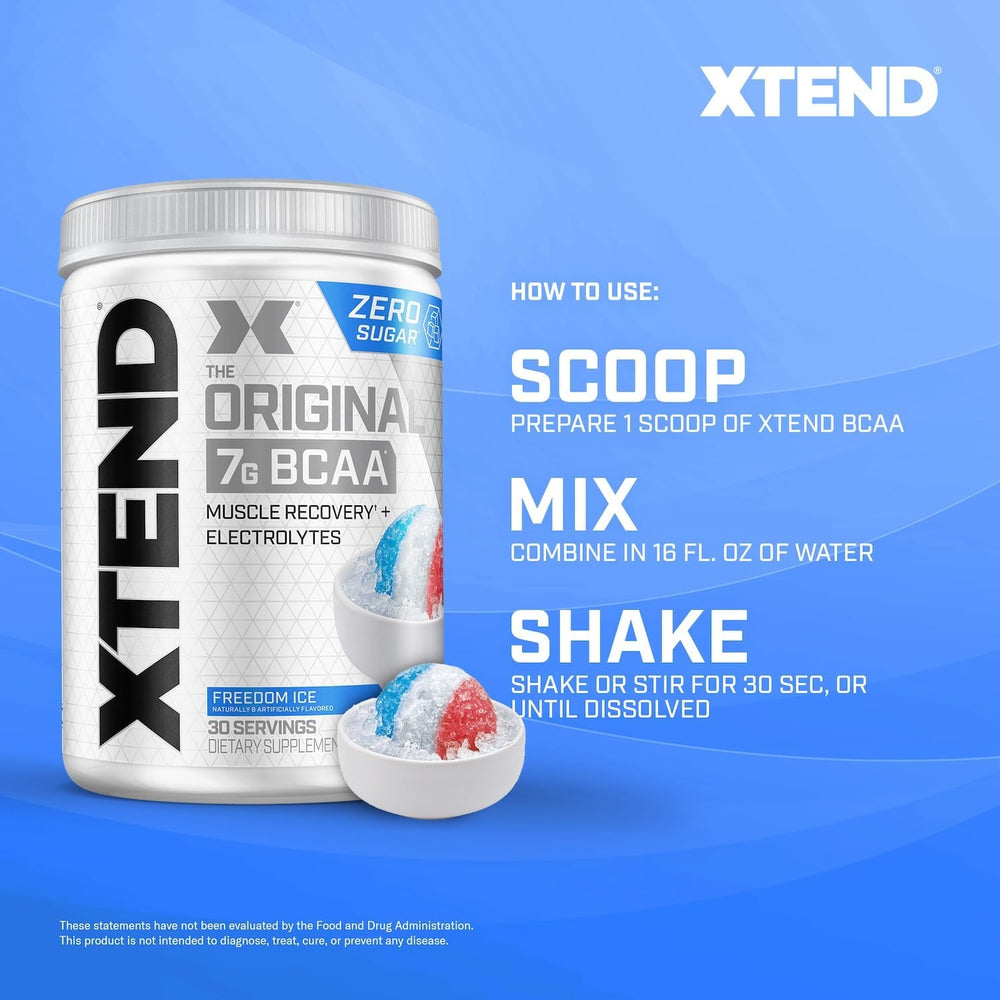 Xtend Original BCAA Powder 7g BCAA and 2.5g L-Glutamine, Sugar Free Post Workout Muscle Recovery Drink with Amino Acids for Men & Women, 90 Servings