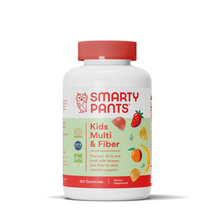 SmartyPants Kids Multivitamin & Fiber Gummies: Prebiotic Fiber to Support Kids Digestion with Vitamin D3, C, Vitamin B12, B6, A, Zinc, Biotin, Folate, Three Fruit Flavors, 90 Count (30 Day Supply)