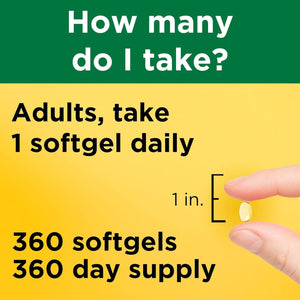 Nature Made Vitamin D3 5000 IU (125 mcg) Softgels, Extra Strength Vitamin D Supplement for Bone and Immune Health Support, 90 Softgels, 90 Day Supply