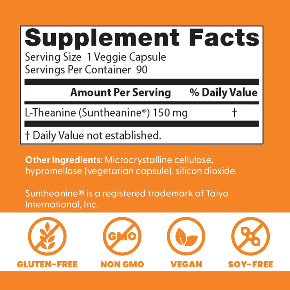 Doctor's Best L-Theanine Contains Suntheanine, Helps Reduce Stress & Sleep, Non-GMO, Gluten Free, Vegan, 150 mg (DRB-00197), 90 Count