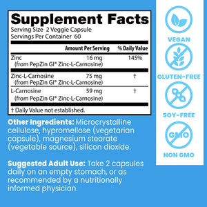 Doctor's Best PepZin GI, Zinc-L-Carnosine Complex, Non-GMO, Vegan, Gluten Free, Soy Free, Digestive Support, 120 Veggie Caps