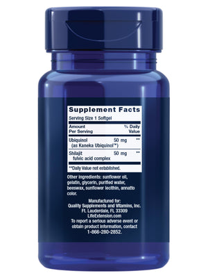 Life Extension Super Ubiquinol CoQ10 with Enhanced Mitochondrial Support, ubiquinol CoQ10, shilajit, potent heart health & cellular energy production support, ultra-absorbable, gluten-free, 60 softgel