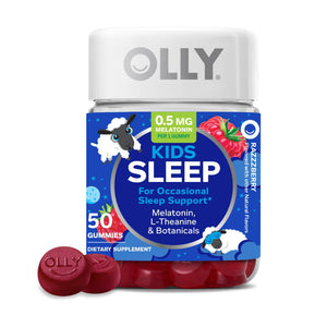 OLLY Kids Sleep Gummy, Occasional Sleep Support, 0.5mg Melatonin, L Theanine, Chamomile, and Lemon Balm Extracts, Childrens Chewable Supplement, Raspberry Flavor - 90 Count