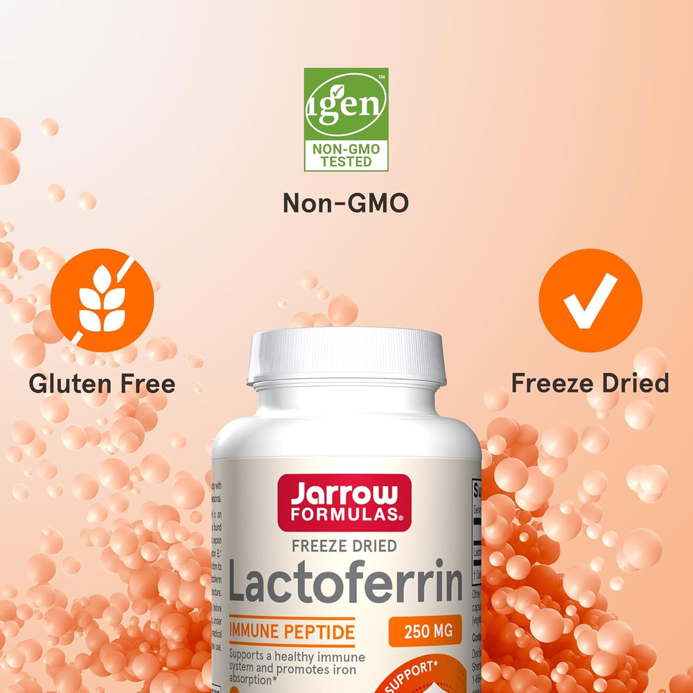 Jarrow Formulas Lactoferrin 250 mg - Immune-Supporting Glycoprotein - for Healthy Immune System Support & Iron Absorption - Freeze Dried - Gluten Free - Non-GMO - 60 Capsules (Servings), Pack of 12