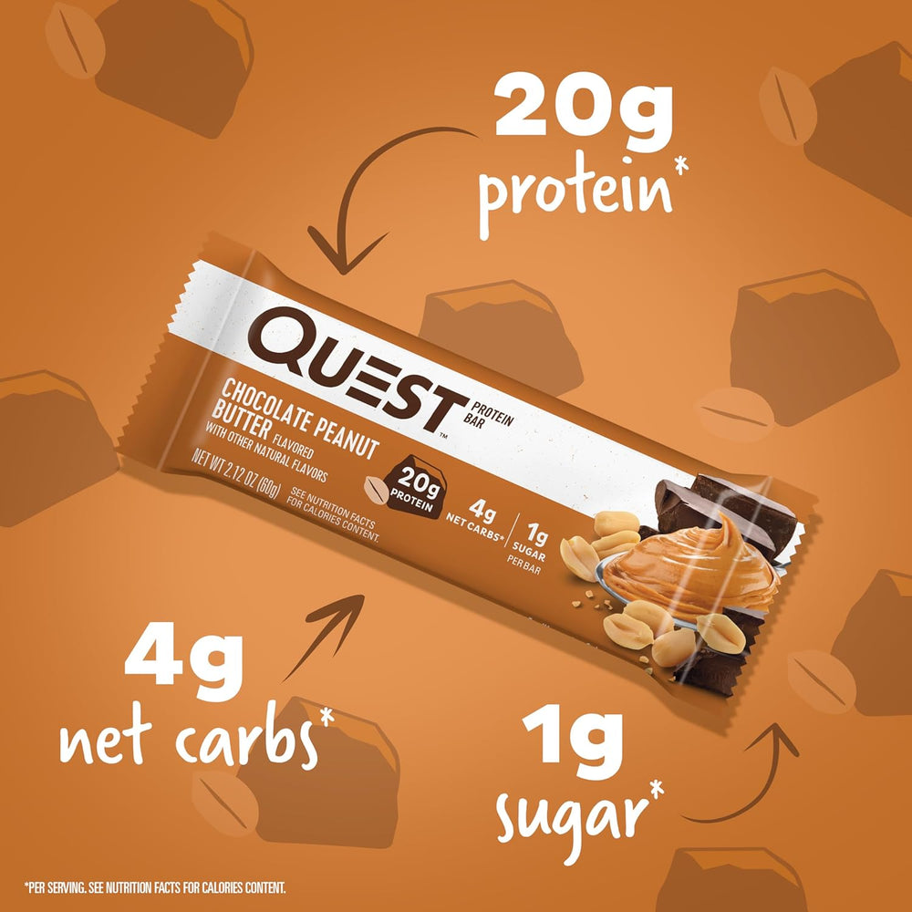 Quest Chocolate Peanut Butter & Cookies & Cream Protein Bars Bundle, High Protein, Gluten Free, 12 & 14 Count