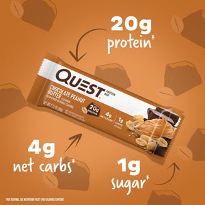 Quest Chocolate Peanut Butter & Cookies & Cream Protein Bars Bundle, High Protein, Gluten Free, 12 & 14 Count