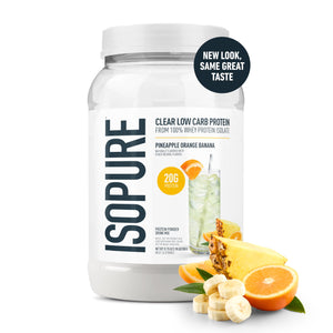 Isopure Clear Whey Isolate Protein Powder, Lactose Free, Gluten Free, Naturally Flavored, Pineapple Orange Banana, 20g Protein Per Serving, 1.9 Lb, 36 Servings (Packaging May Vary)