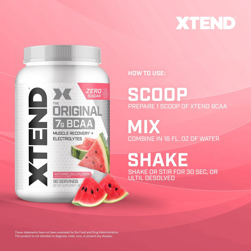 Xtend Original BCAA Powder Airheads Candy Flavor, 7g BCAA and 2.5g L-Glutamine, Sugar Free Post Workout Muscle Recovery Drink with Amino Acids for Men & Women, 30 Servings
