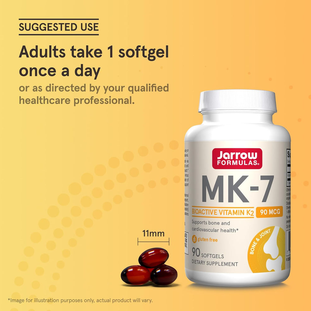 Jarrow Formulas MK-7 90 mcg - Bioactive Form of Vitamin K2-90 Servings (Softgels) - for Bone & Cardiovascular Health - Vitamin K2 MK-7 Dietary Supplement - Gluten Free