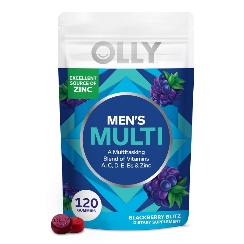 OLLY Men's Multi Gummies, Supports Overall Wellness,* Vitamins A, C, D, E, Bs & Zinc, BlackBerry Blitz Flavored, 65 Day Supply - 130 Count