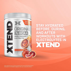 Xtend Original BCAA Powder 7g BCAA and 2.5g L-Glutamine, Sugar Free Post Workout Muscle Recovery Drink with Amino Acids for Men & Women, 90 Servings