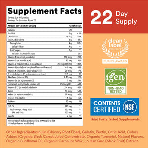 SmartyPants Kids Multivitamin & Fiber Gummies: Prebiotic Fiber to Support Kids Digestion with Vitamin D3, C, Vitamin B12, B6, A, Zinc, Biotin, Folate, Three Fruit Flavors, 90 Count (30 Day Supply)