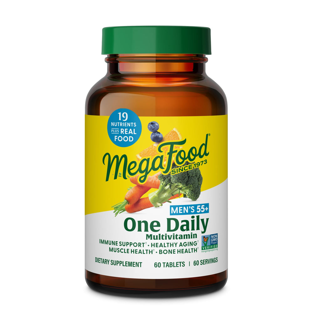 MegaFood Multivitamin for Men 55+ One Daily Mens Multivitamins, Methylated B12, Vitamin D3, C & Zinc - Healthy Aging, Bone & Muscle Health & Immune Support - Vegetarian - 90 Tablets