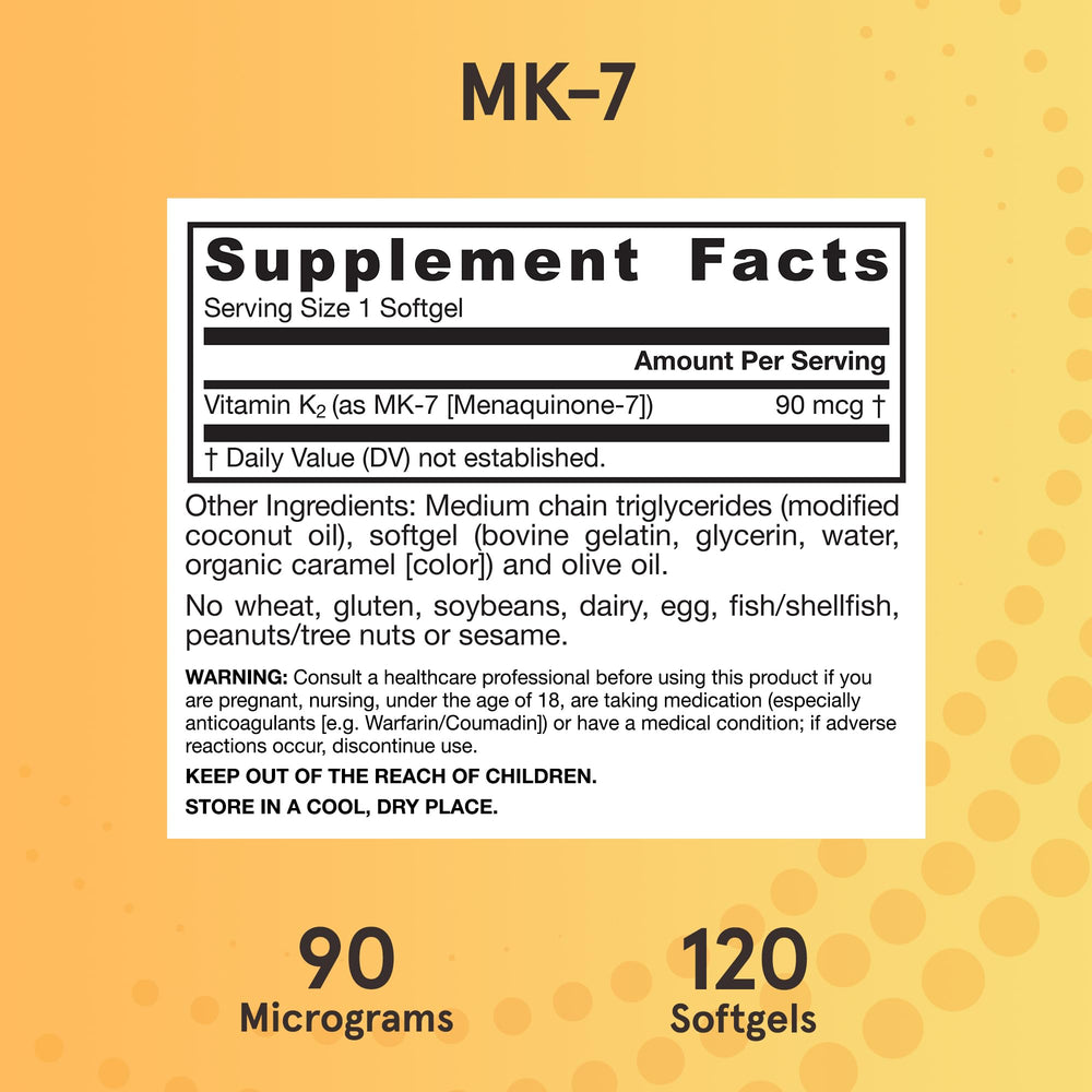 Jarrow Formulas MK-7 90 mcg - Bioactive Form of Vitamin K2-120 Servings (Softgels) - for Bone & Cardiovascular Health - Vitamin K2 MK-7 Dietary Supplement - Gluten Free