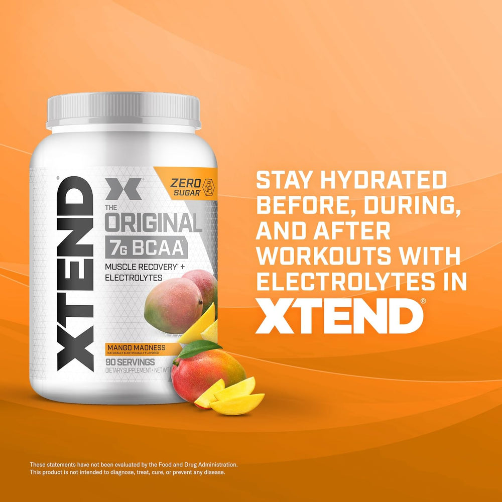Xtend Original BCAA Powder Airheads Candy Flavor, 7g BCAA and 2.5g L-Glutamine, Sugar Free Post Workout Muscle Recovery Drink with Amino Acids for Men & Women, 30 Servings