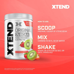 Xtend Original BCAA Powder Airheads Candy Flavor, 7g BCAA and 2.5g L-Glutamine, Sugar Free Post Workout Muscle Recovery Drink with Amino Acids for Men & Women, 30 Servings