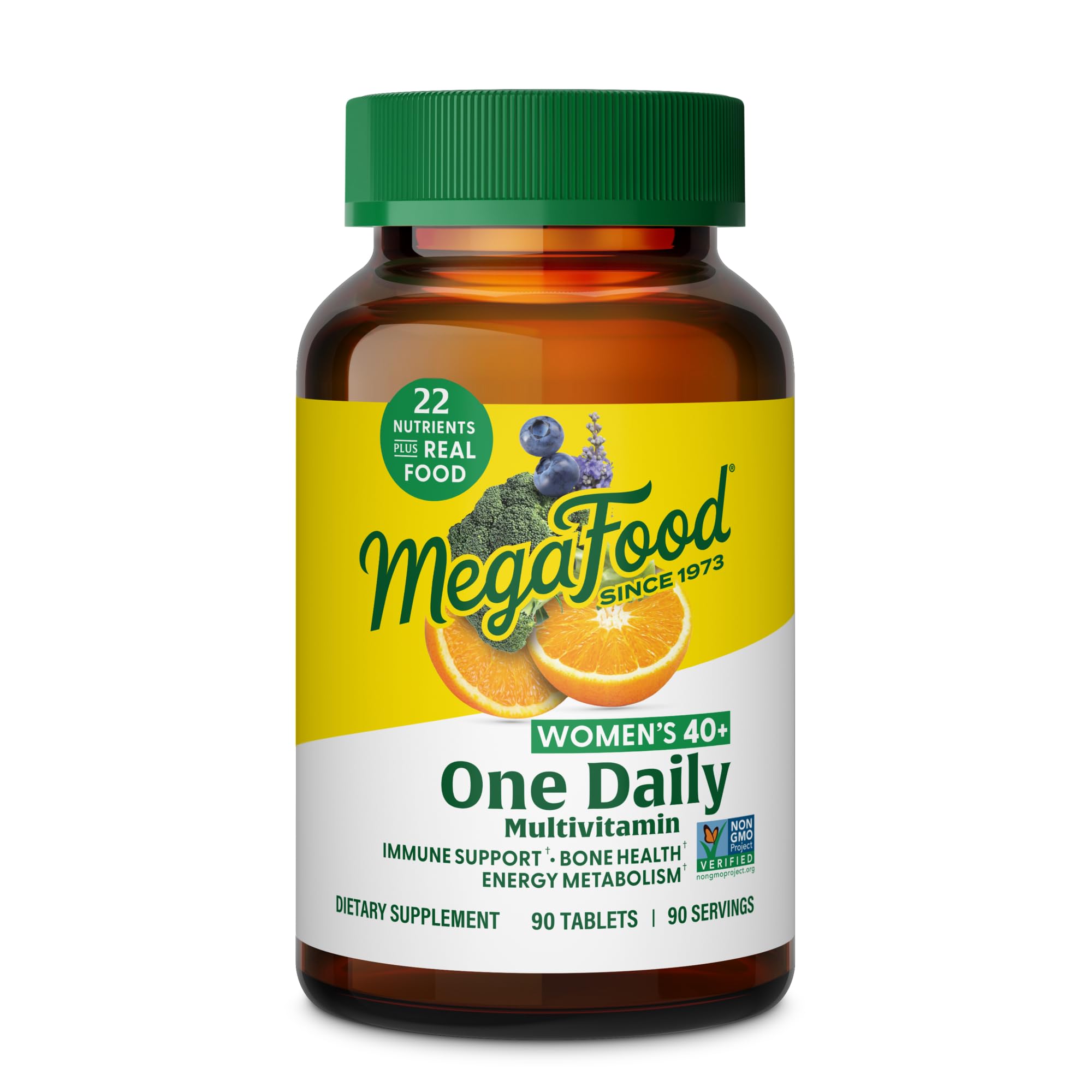 MegaFood Multivitamin for Women 40+ One Daily Womens Multivitamin - with Methylated B12, Methyl Folate, Vitamin D3, C & Zinc - Energy Metabolism, Immune Support & Bone Health, Vegetarian, 60 Tablets
