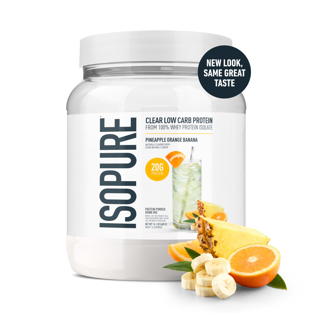 Isopure Clear Whey Isolate Protein Powder, Lactose Free, Gluten Free, Naturally Flavored, Pineapple Orange Banana, 20g Protein Per Serving, 1.9 Lb, 36 Servings (Packaging May Vary)