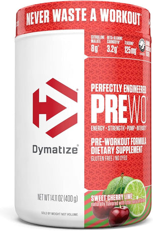 Dymatize Pre Workout Powder with Caffeine, Maximize Energy, Strength & Endurance, Amplify Intensity of Workouts, Sweet Cherry Lime, 14.11 Oz