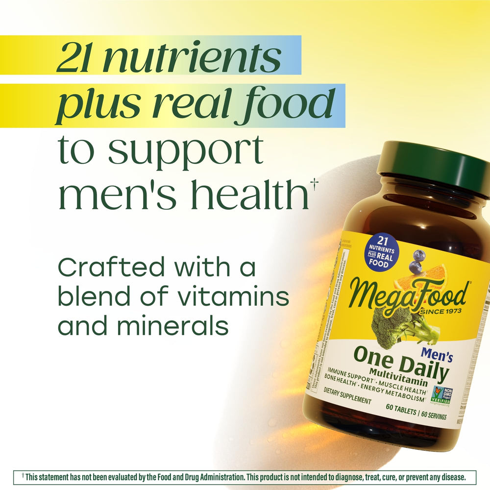 MegaFood One Daily Mens Multivitamins - Multivitamin for Men - Vitamin C, Vitamin D3 & Vitamin B12 - Muscle, Energy Metabolism & Immune Support - Vegetarian, Gluten Free - 36 Tablets, 36 Servings