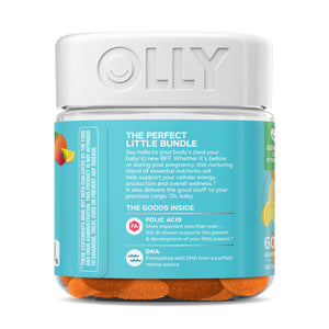 OLLY Essential Prenatal Gummy Multivitamin, Folic Acid, Vitamin D, Omega 3 DHA, Supports Healthy Growth and Brain Development, Citrus Berry - 84 Count