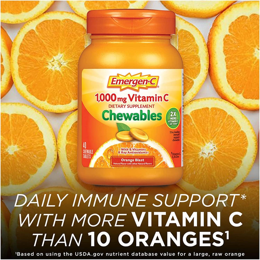 Emergen-C Vitamin C 1000 mg Chewables Tablets Orange Blast - 40 ct, Pack of 3