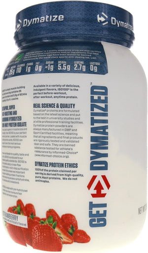 Dymatize ISO 100 Whey Protein Powder with Hydrolyzed Whey Isolate, Strawberry, 25.6 Ounce