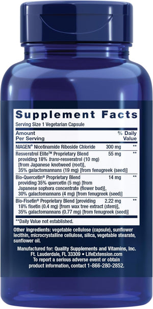 Life Extension NAD+ Cell Regenerator™ and Resveratrol Elite™*, nicotinamide riboside, Trans-resveratrol, quercetin, Fisetin, Heart Health, Healthy Aging, Vegetarian, Non-GMO, Gluten Free, 30 Capsules