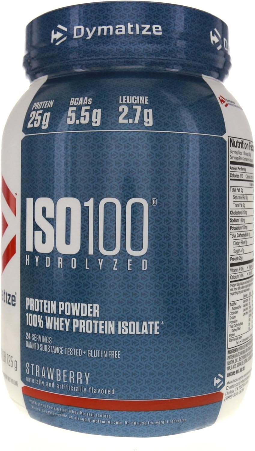 Dymatize ISO 100 Whey Protein Powder with Hydrolyzed Whey Isolate, Strawberry, 25.6 Ounce