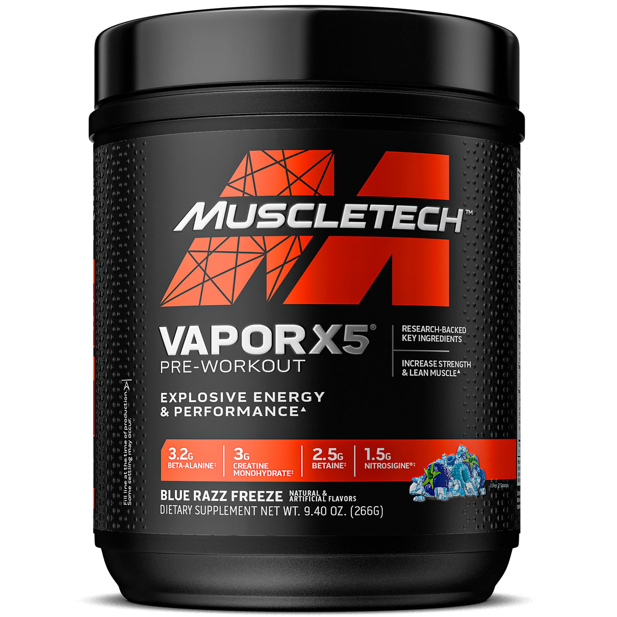 MuscleTech Pre-Workout Powder, Vapor X5 - Sports Nutrition Muscle Building Supplements for Women & Men - Intense Muscle Pump Energy Powder Drink Mix - Miami Spring Break, 272g (30 Servings)