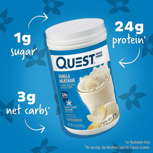 Quest Vanilla Milkshake Protein Powder with 24g Protein, Blueberry Muffin Protein Bars with 21g Protein, 1.6lb Powder, 12 Count Bars